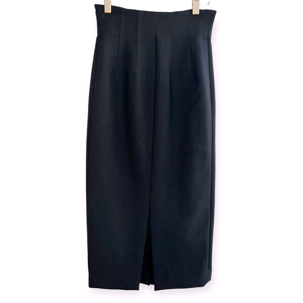 Veronica Beard Black Maxi Pencil Skirt with Slit
